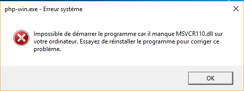 Erreur MSVCR110.dll lors du lancement de Wamp