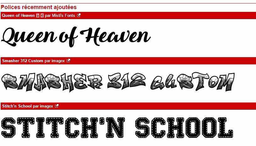 Typographies sur le site dafont